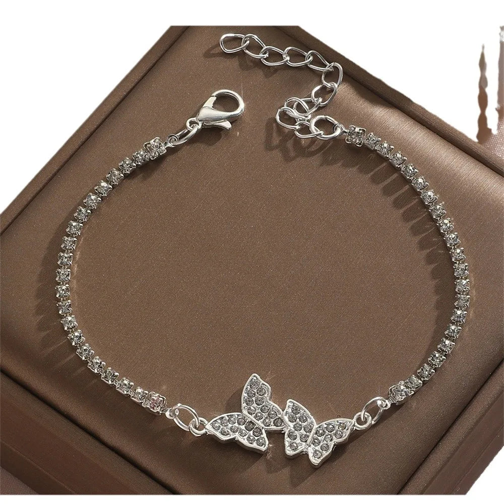 Pulsera de mariposa con diamante de cristal