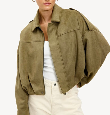 Mireluxe | Chaqueta Bomber Vintage con Cremallera