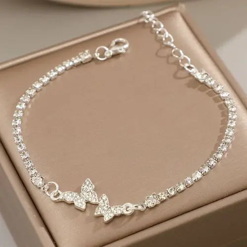 Pulsera de mariposa con diamante de cristal